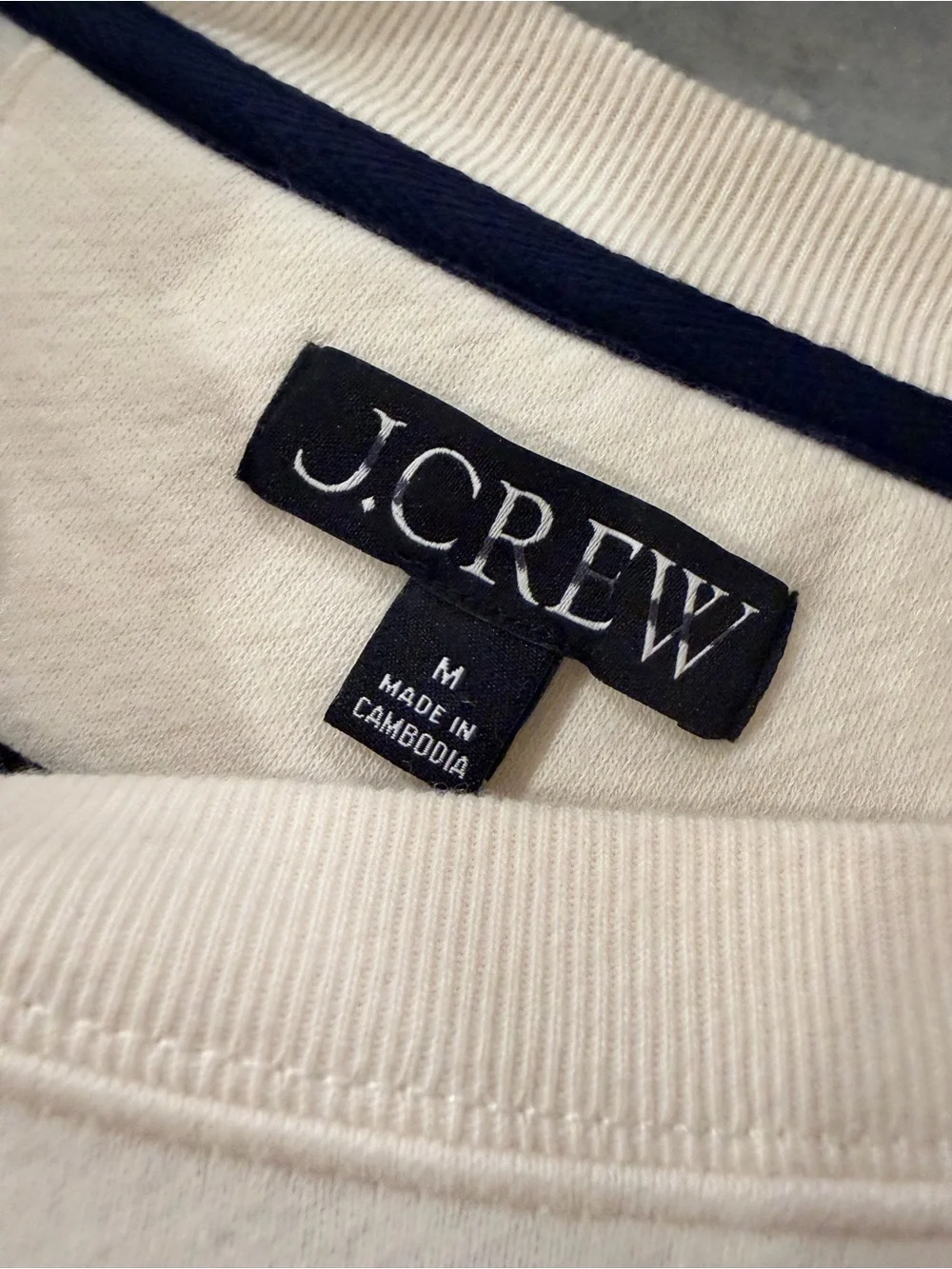 NWOT J.Crew Size M Cream Gold Button Shoulder Sweatshirt Crewneck Pullover Top
